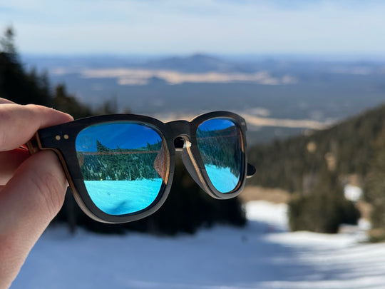 32 Balboas Handmade wooden sunglassesm with blue uv400 lenses