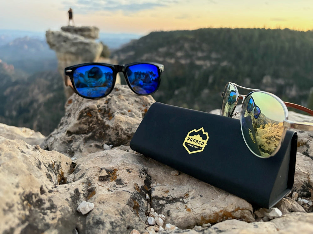 Classic Collapsible Travel Case and premium wooden aviator and wayfarer sunglasses