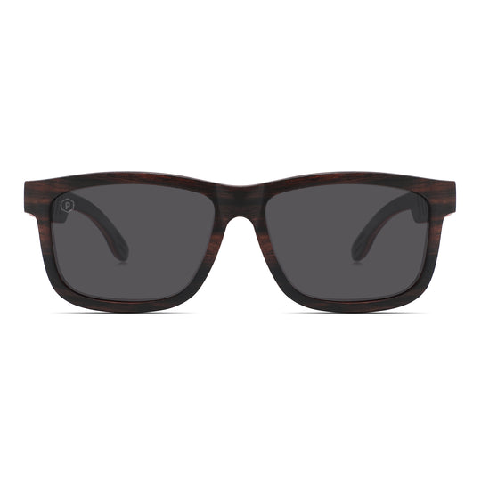 premium wooden rectangular sunglasses with black lenses